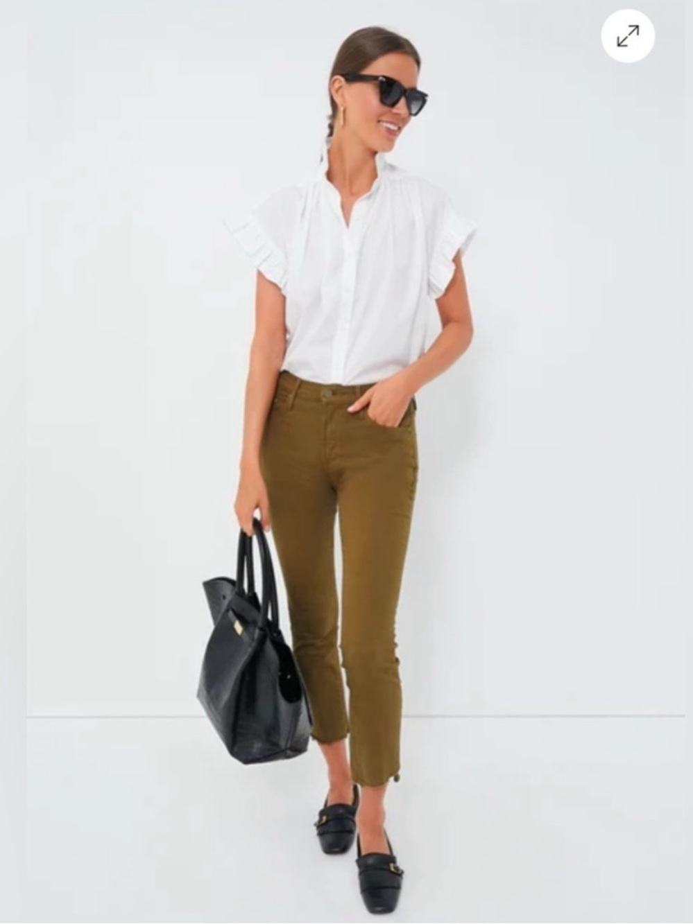 Mother Denim The Insider Crop Step Fray Olive /Fir Green Jeans Size | 27